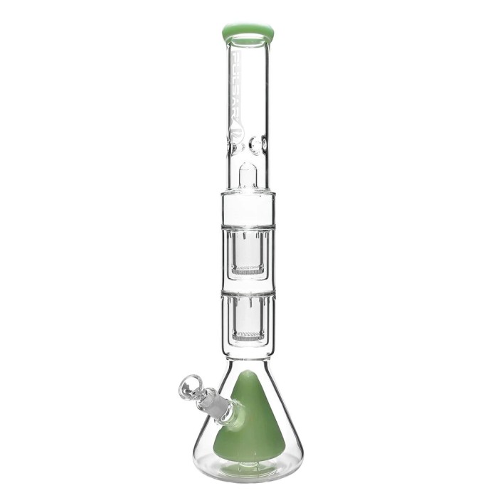 Бонг из боросиликатного стекла «Pulsar Borosilicate Quad Perc Green Beaker Bong»