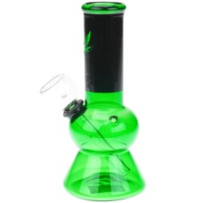 Бонг стеклянный Mini Bong With Hemp Leaf Green