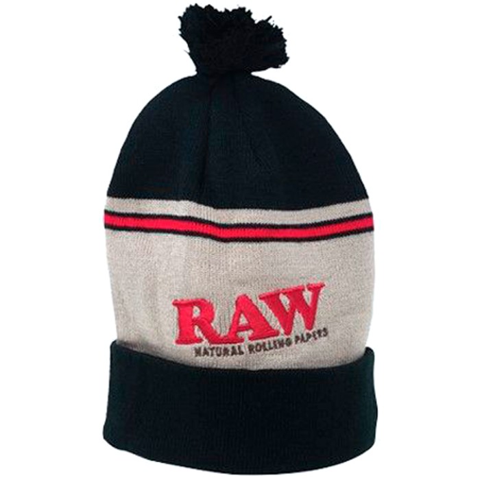 Зимняя растаманская шапка RAW Pompom Knit Hat Black/Brown