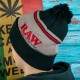 Зимняя растаманская шапка «RAW X Rolling Papers Pompom Knit Hat Black/Brown»