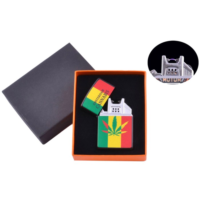 Электроимпульсная USB зажигалка «Amsterdam Cannabis»